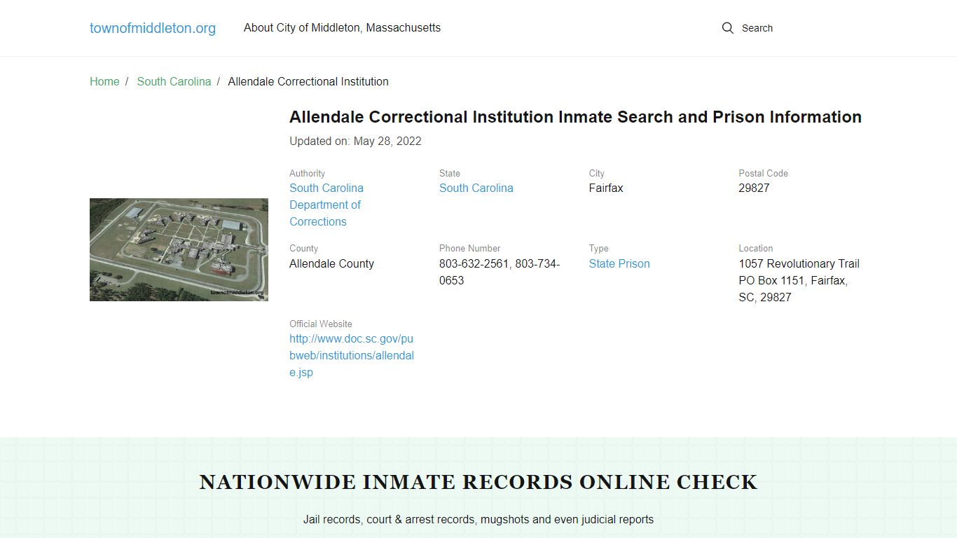 Allendale Correctional Institution Inmate Search, Visitation, Phone no ...