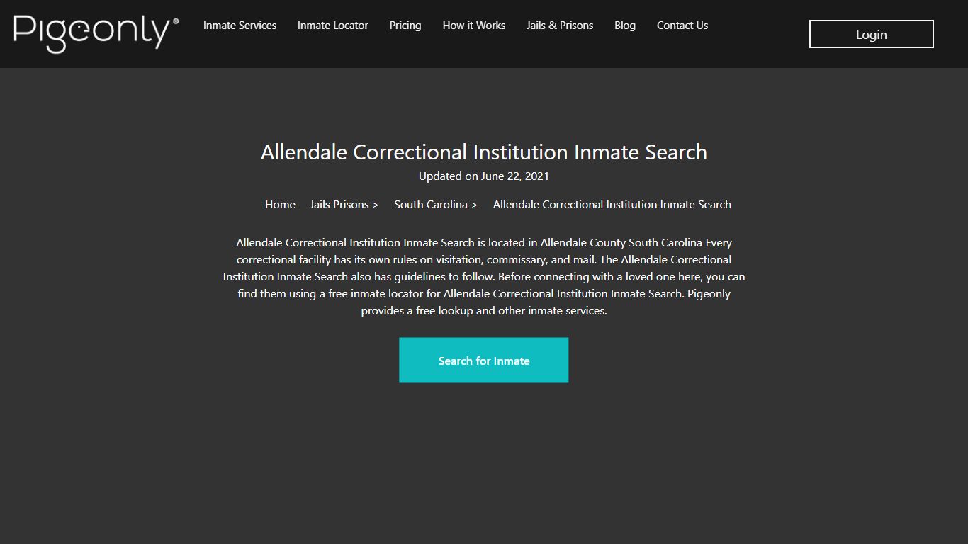 Allendale Correctional Institution Inmate Search Lookup