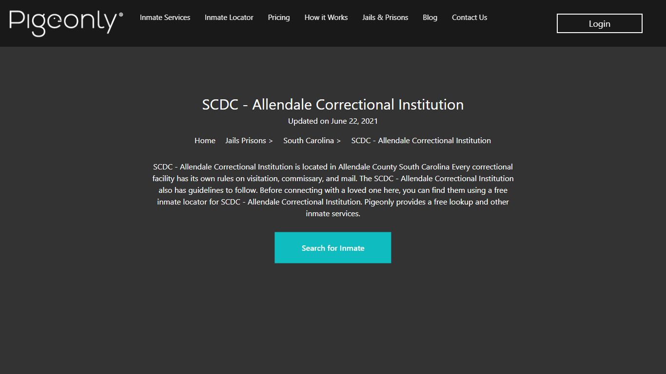 SCDC - Allendale Correctional Institution Inmate Search - Pigeonly